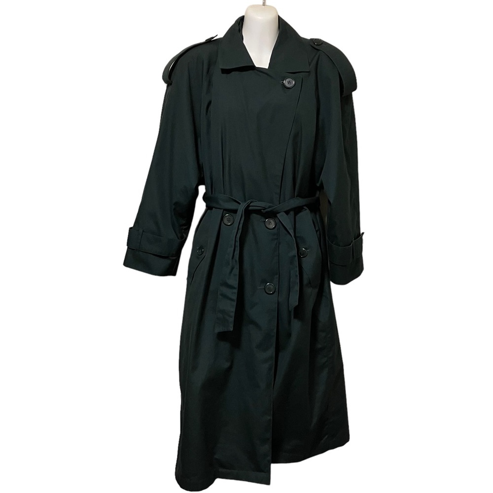 Vintage Towne London Fog Hunter Green Trench Coat with Removable Fleece Lining